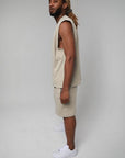 KHAKI SLEEVELESS TEE