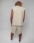 KHAKI SLEEVELESS TEE