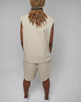 KHAKI SLEEVELESS TEE