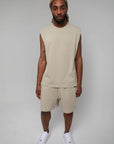KHAKI SLEEVELESS TEE